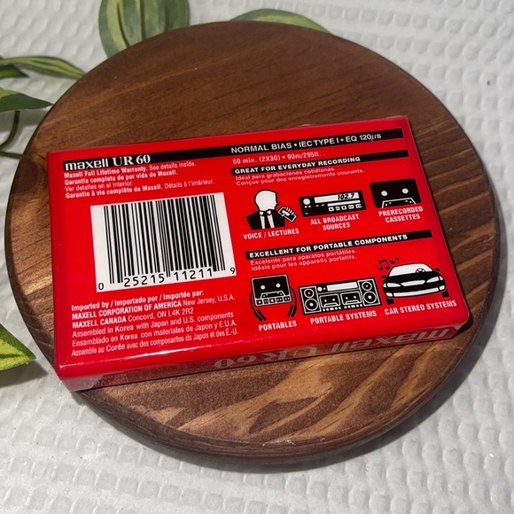 Maxell Normal Bias UR 60 Minute Audio Cassette Tape IEC Type 1 Normal - Picture 2 of 2